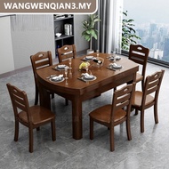 Wood Dining Table Round Solid Foldable Extendable Dining Table Set Small Minimalist Dinning Table