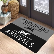 Aviation Theme Carpet Mat - Airport Sign Airplane Icon Departure Arrival Traffic Pilot Gift Decorati