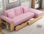找得 - 梳化床日式布藝可折疊帶茶機客廳小戶型梳化sofa bed 3008(粉紅色布藝海棉）