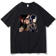 Ready Stock Men T-shirt Arcane Caitlyn &amp; Vi Poster T-shirt O-Neck Short Sleeve Shirt