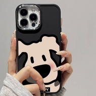 Case for iPhone 8 7 8plus 6plus 14 15 X XR XS MAX 12Promax 12 13Promax 15Promax 11 14Promax 13 Happy Dog Pattern Metal Photo Frame Shockproof Protective Soft Case
