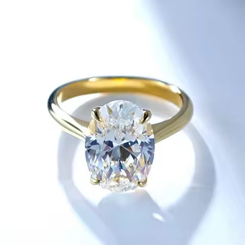 FIRERING 100% 5ct Oval Moissanite Ring 8x12MM with Certificate Passed Diamond Test Rings Women Weddi