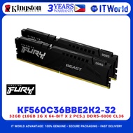 Kingston FURY KF560C36BBE2K2-32 DDR5 RAM 32GB 2x16GB 6000MHz Desktop RAM Kit itw