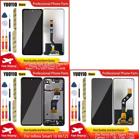 Screen Tecno KF8 Spark 7 Pro Camon17/18i CG6J Infinix Note 10/11Pro X693 X697 Prva 2/3/5 5G LE7/8 Sm