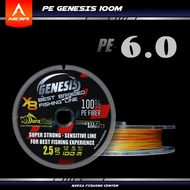 BENANG PANCING SENAR PANCING PE DURAKING GENESIS X8 100M MULTICOLOR CONNECTING