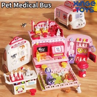 XINGE Pet CT Scan Hospital Play Set, 2-in-1 Ambulance to Clinic Toy with Voice Interactive Screen, P