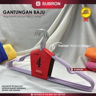 SUBRON 10pcs Hanger Gantungan Baju Pakaian Stainless Tebal 3mm Karet Warna Kait Kawat