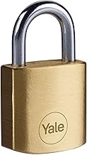 Yale Y110B/25/113/1 - Brass Padlock (25 mm) - Indoor Lock for Locker, Backpack, Tool Box - 3 Keys - Standard Security