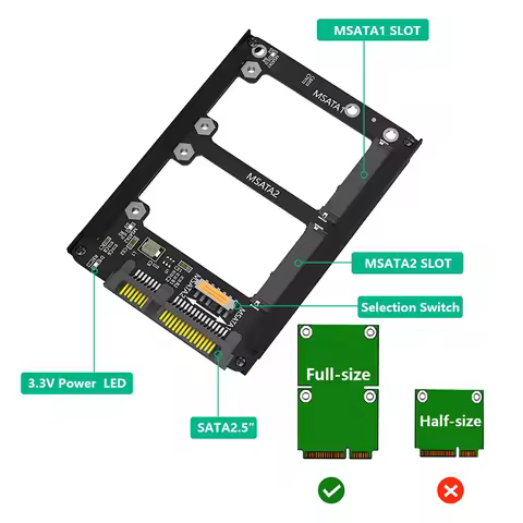 With Metal Case Socket Enclosure mSATA to SATA Adapter Riser mSATA SSD Adapter Dual mSATA SSD To 2.5