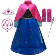 Frozen Anna Costume Kids Disney Princess Dress Birthday Party Dress Up Cosplay Halloween Costume