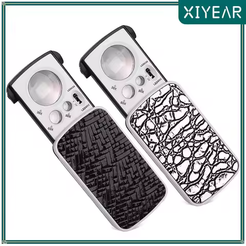 Slide-Out Jewelry Loupe Magnifier 30X 60X 90X Jewelers Loupe Magnifying Glass With 3 Lights For Coin