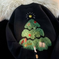 TIDE BEAR เสื้อสเวตเตอร์ถักลายต้นคริสต์มาสสำหรับผู้ชายแฟชั่นแบบลำลองทันสมัยสเวตเตอร์วันหยุดน่าเกลียด