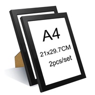 2PC 8x12inch Black Certificates Photos frame A4 21x29.7CM Wood Picture Poster Frame Can Out and Hang