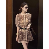 【imove】French Style Women's Fashion High-End Printed Shirt and Skirt Two-Piece Set