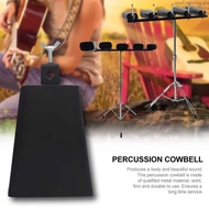 6 Inch Black Cowbell  Cow Bell Drum Metal Percussion Instrument with Stick for Rock Music Play