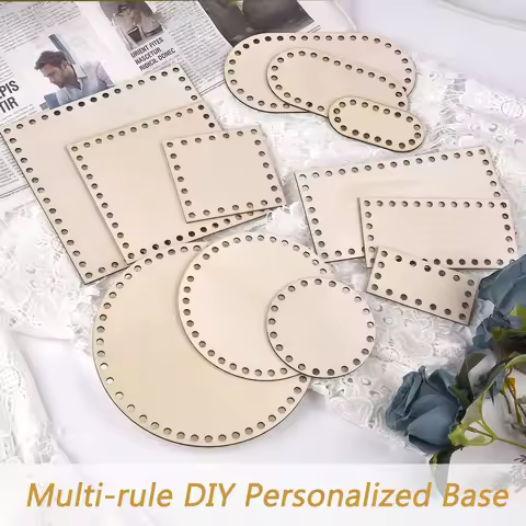 3Pcs Natural Wooden Basket Bottoms Hollow Crochet Basket Wood Base For Bag Basket Weaving Craft Supp