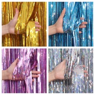 Laser Rain Silk Curtain Children Birthday Background Wall Decoration Colorful Rain Curtain Stage Tas