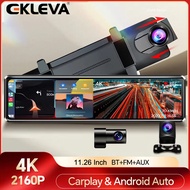 EKLEVA 11.26 Inch 4K Carplay Dash Cam Car Avto Dvr Mirror Recorder 3 In 1 Video Recorder Black Box C
