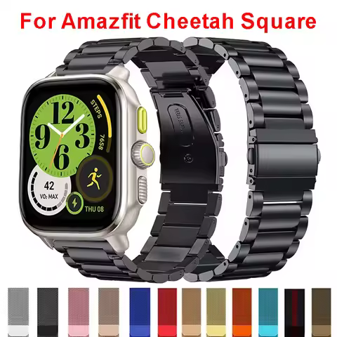 20 22mm Metal Strap For Amazfit Cheetah Square Stainless Steel Watchband Bracelet For Amazfit Active