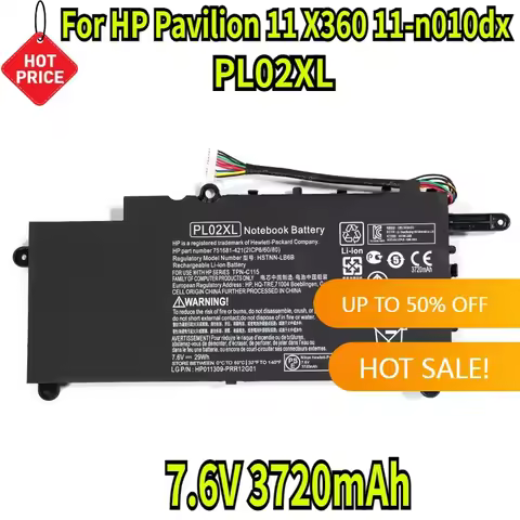 7.6V 3720mAh PL02XL Laptop Battery For HP Pavilion 11 X360 11-n010dx 11-n000snx 11-N014TU 11-N030TU 