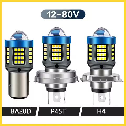 1pc BA20D P45T H4 Headlight Bulb H6 Motorcycle LED Headlight Lamps Hi/Low Beam 12-80V 30W White Yell