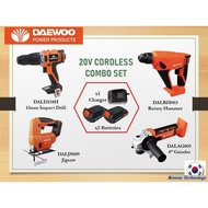 DAEWOO COMBO SET 20V CORDLESS COMBO D (DALD158H IMPACT DRILL, DALRH003 ROTARY HAMMER, DALJS009 JIGSA