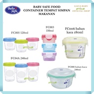 Mak335 BABY SAFE FOOD CONTAINER 3-240ML FOOD Storage CONTAINER FC04A| Fc005 120ML | Fc003 150ml |Gla