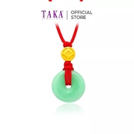 TAKA Jewellery 999 Pure Gold Coin Pendant with Jade Nylon Necklace