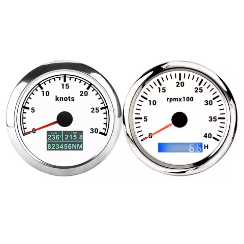 ELING 85mm 4000RPM 0-8000RPM Tachometer + 0-30knots 60km/h 0-200km/h GPS Speedometer with 7 Colors B