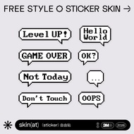 SkinAT Pixel Style Dialog Sticker Black White Pixel Laptop Decoration Sticker Retro Pixel Text Lugga