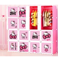 16 Cubes DIY Rack Plastic Storage Box Door Cartoon Cabinet Wardrobe Cupboard Organizer Hanger Almari Plastik Baju