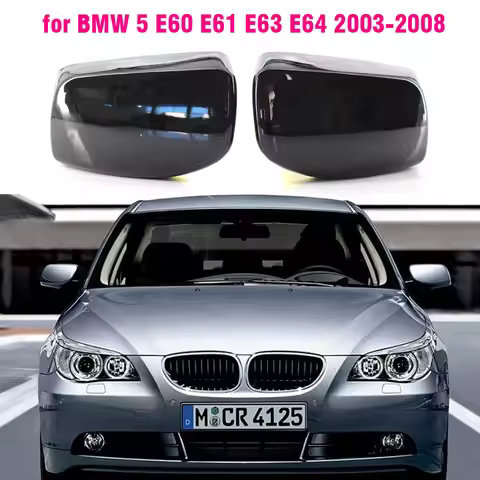 Carbon Fiber Bright black Side Rearview Mirror Cover For BMW 5 Series E60 E61 525i 528i 528xi 530i 5