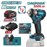 DAGMARA Heavy-Duty 500Nm Cordless Impact Wrench Kit with LED Ring Light, Includes 1 Battery, Fast Ch