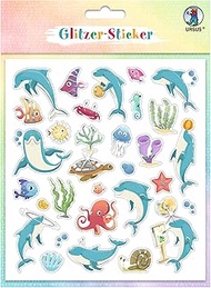 Ursus 59540003F - Glitter Stickers Fun III, 4 stickers sheet of 136 self-adhesive stickers in differ