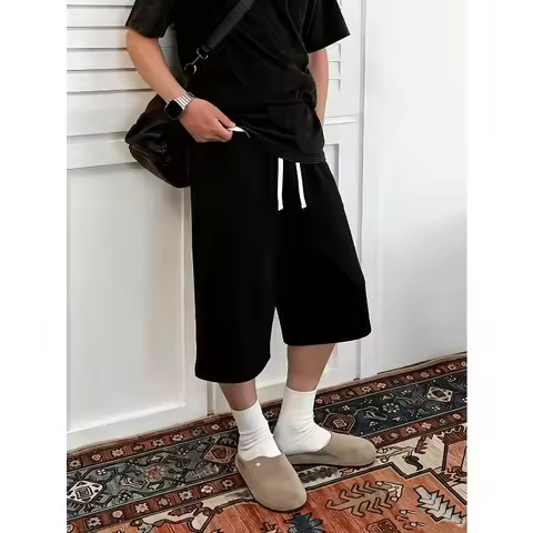 Men's Casual Solid Color Shorts Drawstring Waist Shorts Casual Y2K Sports Street Style Sports Casual