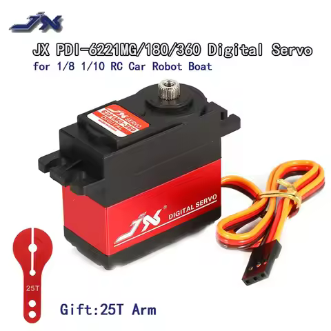 JX PDI-6221MG 20KG 180° 360° Continuous Rotation High Precision Metal Gear Digital Standard Servo fo