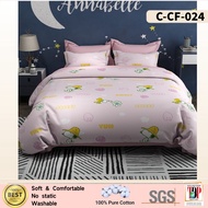 G9 2200Tc 100% Pure Cotton Bedsheet With Comforter 5in1 Cadar Tilam Kartun Corak & Flower 純棉床单