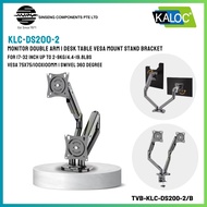 Kaloc KLC-DS200-2 17-32 inch Monitor Double Arm | Desk Table VESA Mount Stand Bracket(Load:9KG) [TVB