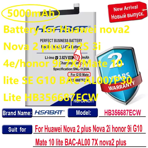 5000mAh Battery for Huawei nova2 Nova 2 plus 2i 2S 3i 4e/honor 9i 7X/Mate 10 lite SE G10 BAC-AL00/P3