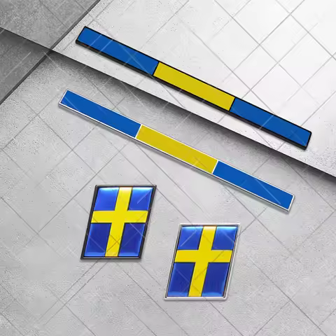 Metal 3D Swedish Flag Logo Car Styling Rear Trunk Letter Emblem Sticker For Volvo XC90 XC70 V60 XC40