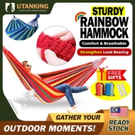 UtanKing™ Rainbow Hammock Canvas Camping Tree Swing Hanging Bed Chair Endui Buaian Gantung Tidur