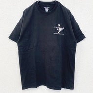 古著 Champion 短袖 Domaine Celine 印花 T 卹，復古黑色，M 碼