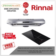 RINNAI RH-S259-SSR-T SLIMLINE HOOD SENSOR TOUCH CONTROL+RB-3012H-CB 2 ZONE INDUCTION HOB (30CM)SCHOTT CERAN GLASS BUNDLE