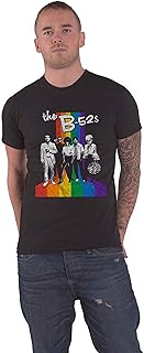 B 52'S T Shirt Rainbow Stripes Band Logo New Official Mens Black Size XL