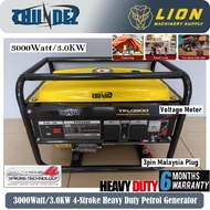 THUNDEZ 3000W/3.0KW 4-STROKE PORTABLE PETROL GENERATOR TPU3800 with 7HP Engine - 6 MONTHS LOCAL WARR