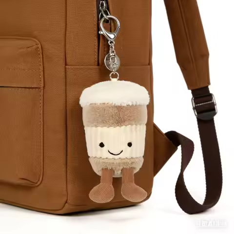 Jellycat backpack charms: Barcelona bear, heart, marshmallow, coffee, cherry, croissant, dragon, Val