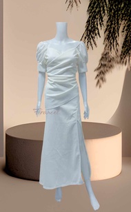 graduation white dress formal WOMEN PUFF SLEEVE FILIPINIANA/ELEGANT YESHA Long /wedding/debut/formal