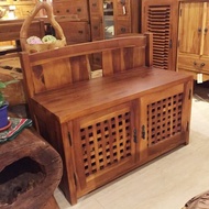 【吉迪市100%全柚木家具】RPCH012ASX 柚木雙門可坐式穿鞋椅 鞋櫃