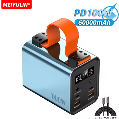 60000mAh 100W Power Bank Portable USB C PD QC DC Fast Charging Large Capacity External Battery For i