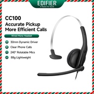 Edifier CC100 Wired Mono Headset with Built-in AI Noise Cancellation Microphones Ensure Clear Calls